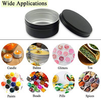 Kaleng Bulat Hitam Perak dari Aluminium, Wadah Kosmetik Logam, Stoples Penyimpanan Kosong untuk Salep, Lip Balm, Krim, Krim Penghilang Tato