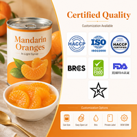 Segmentés d'orange mandarine en conserve 850g en sirop léger pour desserts de boulangerie, marque privée, taille personnalisée, fournisseur en gros