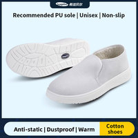 Sepatu Kerja Anti-Statik Berbahan Katun dengan Sol Lembut PU Berlapis Bulu dan Sol Keras PVC Anti-Selip untuk Ruang Bersih