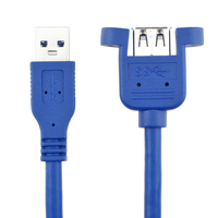 USB 3.0 Typ A Stecker auf Buchse Verlängerungskabel mit Panelmontage-Schrauben 5Gbps 1 Meter 24AWG STP Abgeschirmt