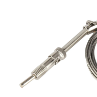 Sensor de Temperatura Termopar Tipo K E M12 con Resorte de Compresión, Cable Blindado, Sensor FX, Sonda de Acero Inoxidable 304