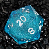 Permainan Dadu Multiplayer Online 55mm 20 Sisi Dadu Polihedral Berhuruf Hijau Biru Berbintang