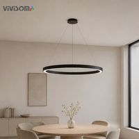 PR3680100 Luminaire suspendu rond moderne à LED, lustre en aluminium, lampe suspendue pour salon, salle à manger, hôtel, bureau