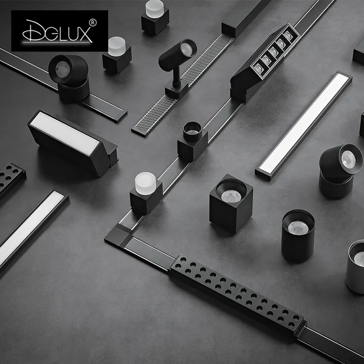 Магнитный светодиодный Трековый светильник DGLUX Factory на заказ, SMD, алюминиевая рельсовая система для выставочного зала отеля, 4 5 6 7 10 12 ватт, Трековый светильник