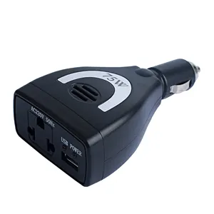 Inversor montado en el vehículo, convertidor de potencia de 75W DC12v a AC110V 220V con salida USB 2.1a