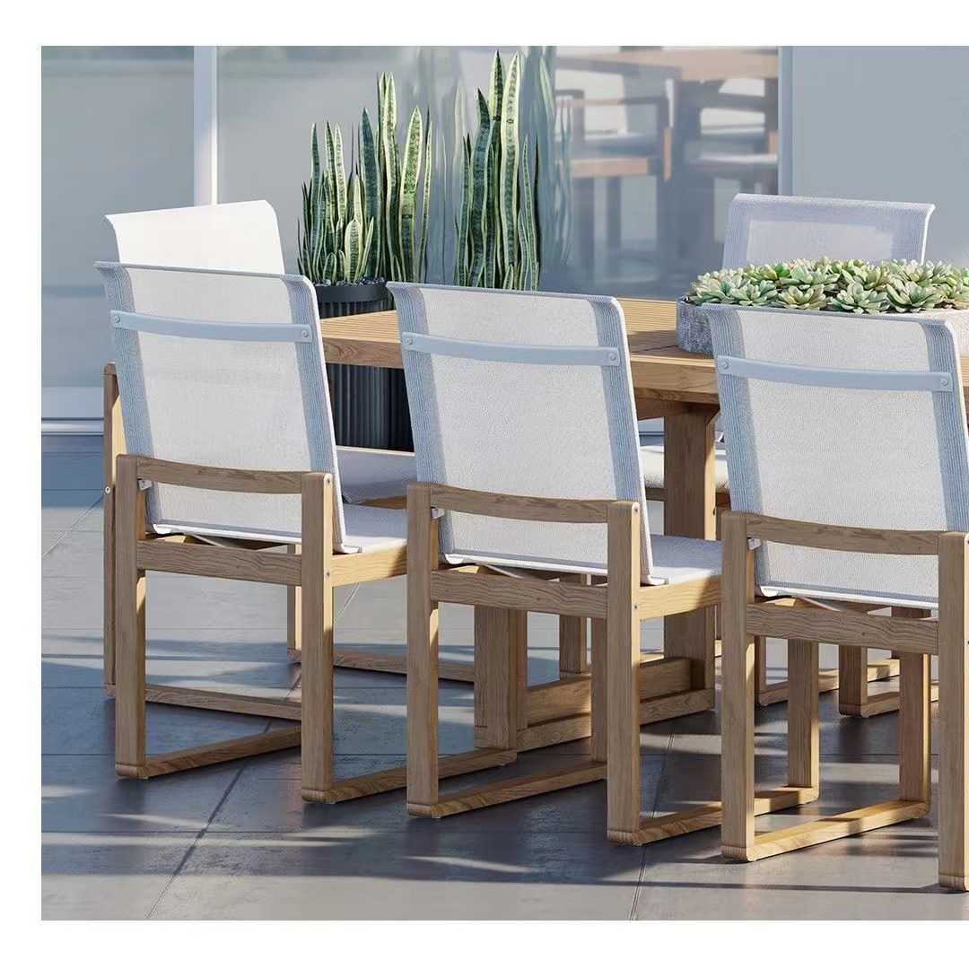 Custom garden set handcrafted new design patio all weather teak wooden outdoor dining chair