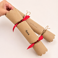 Kotak Hadiah Natal Kraft Embossed Custom dengan Pita Kertas Mahkota Foil Emas Perak, 6 Pcs, Dapat Didaur Ulang, Kemasan OEM