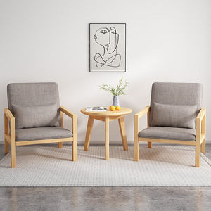 Fauteuil lounge en bois massif nordique 700x720x860mm avec table ronde pour la maison, le jardin et l'extérieur - Product Image 1