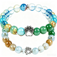 Bracelet en pierre naturelle patte de chien grenat vert pour hommes et femmes, bracelet perlé de luxe léger pour couples