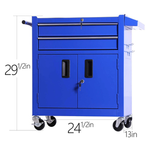 Double Layer Double Door Portable <b>Tool</b> Cart with Hanging Rack Handle Platform - Product Image 2