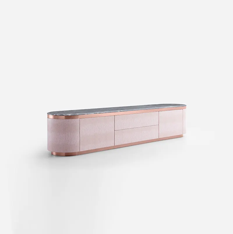 Groothandel Aangepaste Goede Kwaliteit Tv Stand Meubilair Marmer Top Metalen Voet Nieuwe Ontwerp Lounge Woonkamer Tv Kasten Tafel