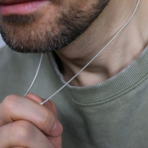 Collana Minimalista da Uomo in Acciaio al Titanio, Catena Classica a Maglia Quadrata, Gioielli <span class=keywords><strong>Maschili</strong></span>, Idea Regalo - Product Image 3