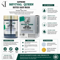 Masque capillaire Revival Queen Botox, qualité salon, kératine, nourrissant en profondeur, pour cheveux blanchis, abîmés par la chaleur, lissant, anti-frisottis