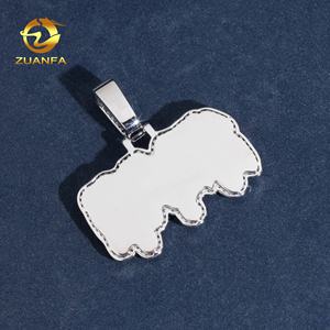 Liontin Huruf Moissanite, Liontin Bertabur Batu, Perak 925, Perhiasan Hip Hop, Liontin Nama Kustom Moissanite, Gaya Meleleh - Product Image 6