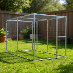 Jaula para Gatos de Acero Galvanizado Plateado Resistente, 9.8x4.9x4.9 Pies, Modelo Rectangular para Exteriores D0100XFBJM8 - Product Image 2