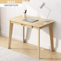 Bureau d'ordinateur minimaliste nordique, plateau en MDF, pieds en bois massif avec tiroir compact intégré, poste de travail à domicile