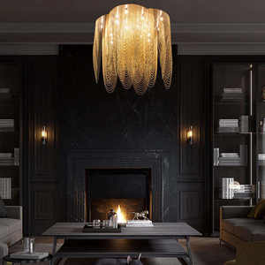 Nouveau lustre décoratif de rose de chaîne d'argent d'aluminium d'éclairage pendentif de gland moderne de mariage - Product Image 6