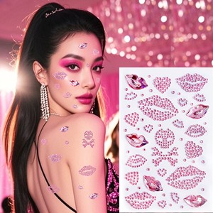 Autocollants décoratifs <span class=keywords><strong>3D</strong></span> en strass pour le visage, dernières nouveautés pour la Saint-Valentin, maquillage atmosphérique, lèvres rouges en forme de cœur, diamants en strass scintillants - Product Image 4