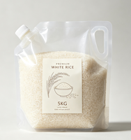 Pochette à riz avec bec verseur et poignée transparente, 2kg 5kg 10kg, bouchon à vis, anti-humidité, impression personnalisée pour céréales, grains, épicerie, emballage de magasin
