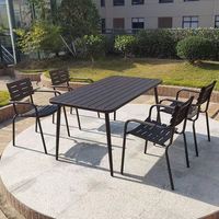 Ensemble de table et 6 chaises carrées pour café, ensemble de table de restaurant en plein air