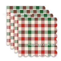 Vaisselle de fête jetable en papier de style classique à thème écossais rouge et vert de Noël, 25 pièces, comprenant assiettes et serviettes
