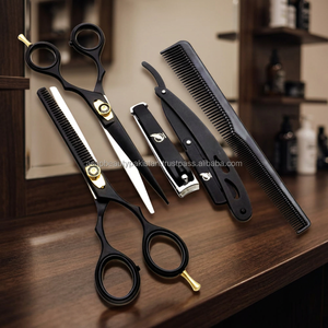 Juego de tijeras profesionales para peluquería con peine y cortaúñas, hoja de acero inoxidable, mango largo, para diestros, para uso en salón - Product Image 3