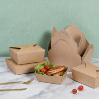 Boîte à emporter de luxe en kraft brun de qualité alimentaire 32 oz, biodégradable, recyclable, emballage écologique pour salade de restaurant