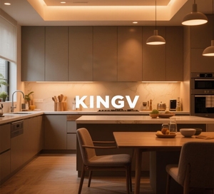 KINGV <span class=keywords><strong>l</strong></span>-şekilli, kremsi beyaz, büyük mutfak ada tezgah - Product Image 4