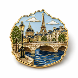 Pins en émail français personnalisés par le fabricant, badges métalliques Tour Eiffel, <span class=keywords><strong>Louvre</strong></span>, Seine, Arc de Triomphe, pins de revers souvenirs en métal - Product Image 3
