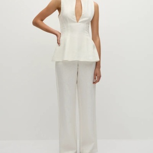 Ensemble deux pièces en lin pour femme été 2025 – Débardeur et pantalon large taille haute pour femme - Product Image 1