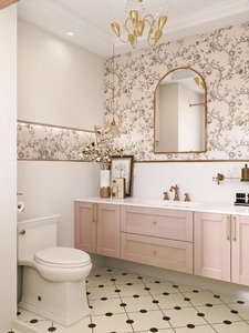 Mobile da <span class=keywords><strong>Bagno</strong></span> Rosa Fiore di Ciliegio con Specchio Intelligente Moderno, Lavabo e Armadietto a Parete in Legno - Product Image 4