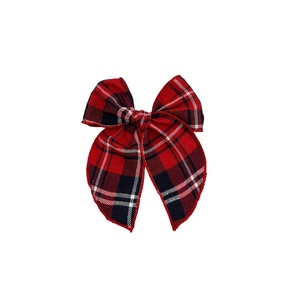 Fermagli per capelli con fiocco di velluto di natale per bambine Baby mamma natale Plaid rosso verde per capelli accessori per feste - Product Image 6