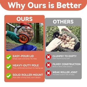 เครื่องเก็บเมล็ดโอ๊กและถั่วอเนกประสงค์ แบบดรัมกลิ้งพร้อมลวดเหล็ก HD สำหรับเมล็ดวอลนัท พีแคน ฮิคโครี่ และเกาลัด ขนาด 0.75-1.5 นิ้ว - Product Image 5