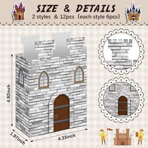 12 boîtes à cadeaux en forme <span class=keywords><strong>de</strong></span> château, décorations <span class=keywords><strong>de</strong></span> fête médiévale, boîtes à cadeaux en <span class=keywords><strong>carton</strong></span>, château <span class=keywords><strong>de</strong></span> chevalier, <span class=keywords><strong>princesse</strong></span>, boîte à bonbons pour la décoration <span class=keywords><strong>de</strong></span> fête - Product Image 3