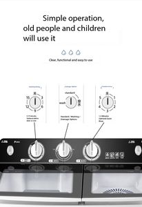 Machine à laver semi-automatique de 15kg Machine à laver domestique de grande capacité 1 double seau de déshydratation secouer à sec - Product Image 3