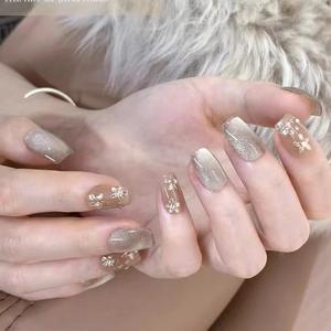 <span class=keywords><strong>Uñas</strong></span> Postizas <span class=keywords><strong>de</strong></span> <span class=keywords><strong>Esmalte</strong></span> <span class=keywords><strong>con</strong></span> <span class=keywords><strong>Diseño</strong></span> Floral Metálico 3D, Estilo Ojo <span class=keywords><strong>de</strong></span> Gato, Hechas a Mano, para Piel Clara, Removibles - Product Image 3