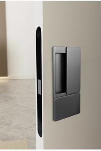 Cerradura Moderna Minimalista para Puerta Corredera, Diseño Magnético Plano y Silencioso, Aleación de Zinc, Llave Metálica Resistente, Fácil Instalación para Baño - Product Image 3