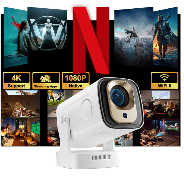 2026 Best 1080p Hy260 Pro Ismart X17 Android 11.0 4K Support 300 ANSI Lumens Dual Band Wi-Fi Portable Full HD Smart Projector