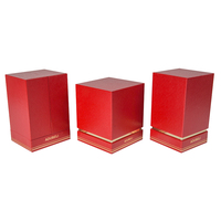Boîte cadeau carrée rouge et or avec couvercle et base, logo personnalisé, emballage de luxe haut de gamme