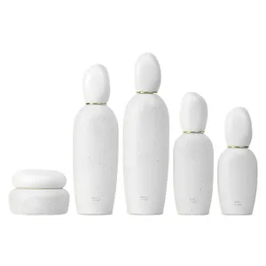 Empty Refillable Rocklike Gray White Glass Cosmetic Containers 50g Cream Jar 30-120ml Lotion Pump Bottle Special Shape Cover