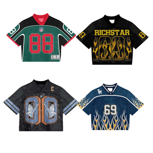 Custom streetwear mesh voetbaltenue oversized boxy fit cropped graphic sublimatie quick-dry polyester shirt - Product Image 2