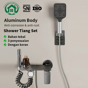 Pano.V Aluminum Bathroom <b>Shower</b> Faucet Brushed Silver Bath Faucet Mixer Tap Wall Mount Rain-Spray <b>Hand</b> <b>Shower</b> Head Set - Product Image 3