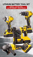 MKT 21V Ensemble d'outils électriques sans fil sur batterie, kit combiné : Perceuse 13mm, Meuleuse d'angle 125mm, Clé, Marteau perforateur, Matériel pour une utilisation efficace