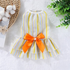 Cucciolo di fiocco di moda rosa Plaid in poliestere <span class=keywords><strong>vestito</strong></span> da cane a righe maglia da principessa di lusso per animali domestici cane abito da sposa per grandi - Product Image 5