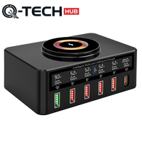 Base de Carga Inalámbrica Magnética, Estación de Carga Multi-pantalla de 6 Puertos, Estación de Carga USB Inteligente para Teléfonos Móviles