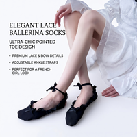 Chaussons de danse personnalisables en dentelle à volants, antidérapants, à bout pointu avec nœuds, chaussures de danse haut de gamme pour femmes, confort à domicile