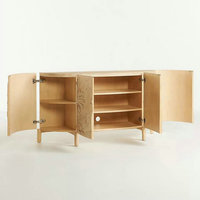 Meuble américain vintage Salle à manger Buffet de cuisine Buffet en bois de frêne sculpté à la main avec étagères réglables pour le couloir