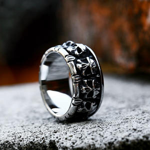 Anneau de crâne Punk en acier inoxydable SS8-1019R, anneau de crâne de main de crâne de vélo <span class=keywords><strong>pour</strong></span> hommes - Product Image 2