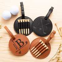 Étiquette de sac de golf en cuir PU gravée au laser, cadeau avec tees de golf, porte-tees de golf personnalisé, accessoires de golf avec logo personnalisé
