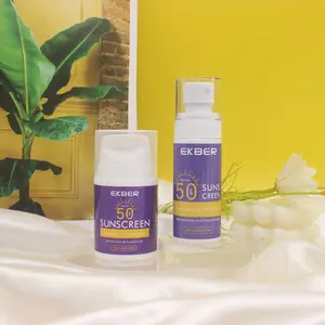 थोक बिक्री Ekber गर्मियों त्वचा देखभाल जैविक Sunblock क्रीम शारीरिक सन केयर 60ml Spf50 +++ यूवी संरक्षण सनस्क्रीन कमाना क्रीम